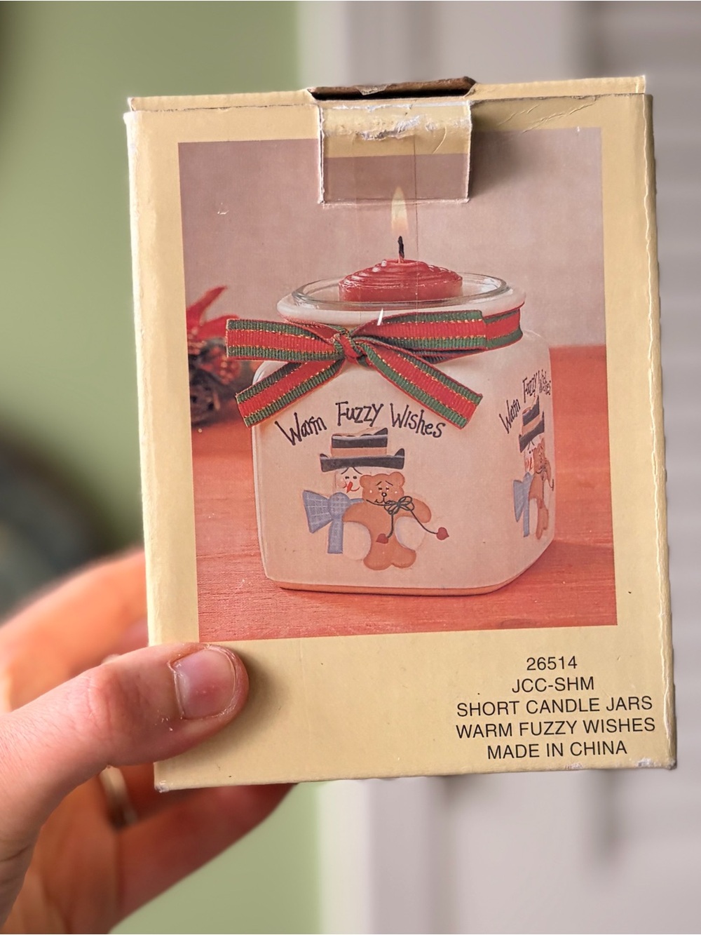 Vintage New In Box Ceramic Warm Fuzzy Wishes Scented Jar Candle - Picture 3 of 6